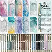 Feifeiya 25 Sets Christian Church Gifts Bible Verse Neutral Gel Pens and Bible Emergency Numbers Bookmarks Bulk Religious Pens Bookmarks for Church Gifts Student Pastor Sunday School Favors