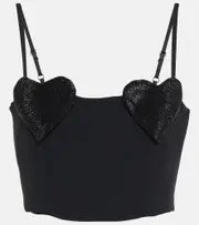 [Blumarine] Blumarine Crystal-embellished cropped top AU 4 black
