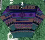 Vintage Meister Geometric Aztec Sweater Size Large Wool Acrylic Multi Colorful