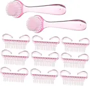 Healeved Nail Manicure Set Cleaning Brush Kit for Fingernails Scrubbing Tool Nail Brush for Cleaning Soft Bristles Nail Brush Cleaner Acrylic Brush Cleaner Portable for Women Random