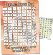 Weight Loss Progress Tracker Chart, 6 Stone Goal, A4 Size with Gold Star Stickers