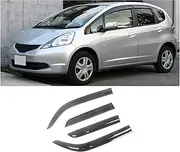 Auto Side Window Wind Deflectors Visors Black Rain Guard Door Visor Vent Shades Dark Smoke Compatible with Fit Jazz GD GE GK 2003-2019(Compatible with FIT Jazz GE 07-14)