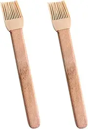 2Pcs Silicone Basting Oil Brush with Flat Wooden Handle for BBQ Grilling Baking Food Grade Silicone Bristles Ergonomic Design Safe for Kitchen Utensils Acacia Mangium