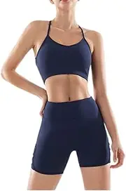 [LNYHLXS] Sports Running Corset Side Cross Shorts Yoga Wear Two-Piece Gym Set