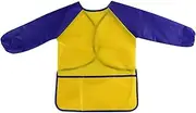 [Generic] Colorful Painting Clothes for Childrens Long Sleeves Cover Up with Waterproof and Adhesive On Back is More Convenient, Yellow Blue, S