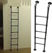 Wall Mounted Metal Loft Ladder Loads 330lbs Window Well Escape Ladder Non Slip Universal Climbing Ladder for Attic,Dorm,Library,Bunk Bed,Deck,RV(210cm/83in)