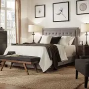 Istyle Jensen Double Bed Frame Fabric Grey