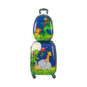 Bopeep 16''13'' 2Pcs Kids Luggage Backpack Set Jungle Aluminium Suitcases