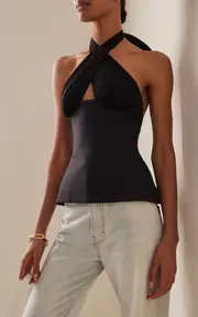 [Tae Park] Exclusive Sculpted Silk Halter Top