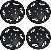 TuningPros WSC3-054B17 4pcs Set Snap-On Type (Pop-On) 17-Inches Matte Black Hubcaps Wheel Cover