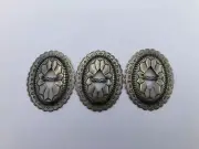3 Western CONCHO Richly Detailed Oval Silver Color