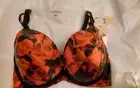 NWT RARE VTG CACIQUE 40B RED ROSES SATIN FLORAL PUSH UP PLUNGE BRA SEXY!
