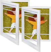 Q.Hou Kids Artwork Picture Frames 2 Pack 8.5x11, Wood Front Opening Holds 50, White Great for Drawings, Children Art Projects (AU-8612WT-2PK)