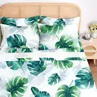 King Sheet Set 6 Pieces (Green Monstera Deliciosa), Cottage Core Botanical Patte