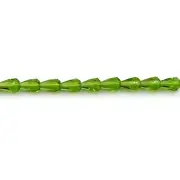 Olivine Green - 50 7x5 mm Teardrop Czech Glass Fire Polish Beads
