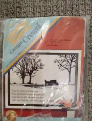 Vintage Columbia Minerva 14 x 18 Cruel Embroidery Amish Scene Kit 7415 NIP