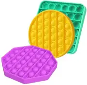 3 Pack Push pop Bubble Sensory Fidget Toy Autism Stress Reliever Silicone