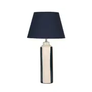 Jayde Round Ceramic Base Fabric Shade Desk Table Light Lamp Blue