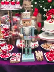 Pastel CandyLand Candy Cane Wooden Nutcracker Soldier Christmas Home Decor 10”
