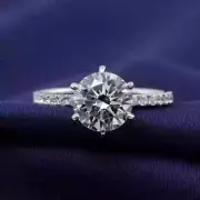 4.00CT Round Cut Moissanite Solitaire Engagement Ring 14K White Gold Plated