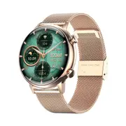 1.1 Inch Smart Watch Stainless Steel Band Bluetooth Call Blood Oxygen Monitor_Gold Smart Watches