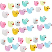 LALOCAPEYO 100 Pcs Mini Animals Luminous Miniature Resin Figurines Glow in The Dark Mini Chickens Garden Miniature Moss Landscape DIY 8 Colors (Duck)