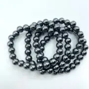 Hematite beaded bracelet 6.75” crystal healing self-esteem confidence willpower