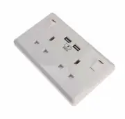 1 x Double Wall Socket with 2 USB Charger/Double Wall Plug Socket