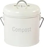 XIMING Garden Compost Bin Countertop Compost Caddy Bin with Carrying Handle Easy Clean - Milky White, as described