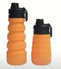 Silicone Collapsible Water Bottle With Pill Holder 750ml Orange NEW