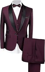 [DGHM-JLMY] Men Business Casual Suit Slim Fit Shawl Lapel 1 Button Tuxedo Suit 3 Piece Sets Wedding Party Dress Sport Coat