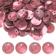 80-Pack Natural Flat Round Seashells, 15mm Charm Beads [Cherry Blossom Pink]