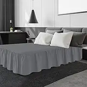 Valance Sheet Super King Grey, 100% Pure Cotton, 4 Sided Elasticated Frilled Valance Bed Skirts, 16" / 40cm Extra Deep. Size: 180x200 +40cm