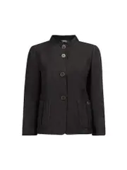 S Max Mara Black Woven Button Down Jacket