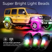 10Pcs RGB+IC LED Rock Lights Neon Underglow Underbody Chasing Lights For Car SUV