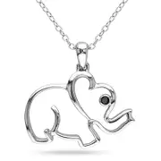 Enhanced Black Natural Diamond Accent Elephant Pendant in Sterling Silver