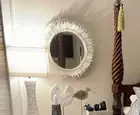 30" Round Selenite Mirror Vanity Top Crystal Sunburst Stone Handcraft Room Decor