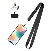 Phone Lanyard， Adjustable Neck Strap and Phone Patches， Universal Cell 1 Black