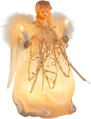 Kurt Adler 10-Light 9-Inch Ivory and Gold Angel Treetop