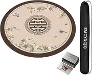 Mahjong Mat Thickened Mahjong Table Mat Carry Bag Anti Slip Noise Reduction Table Cover for Mahjong, Poker, Board Games(Khaki,80cm)