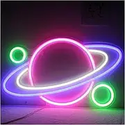 Hanging Art Neon Signs Planet Neon Lights 5V USB Powered Wall Neon Signs Lighting Decor Party Bedroom Decoration for Children Room