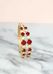 3.40Ct Round Cut Lab-Created Garnet Huggie Hoop Earrings 14K Yellow Gold Finish