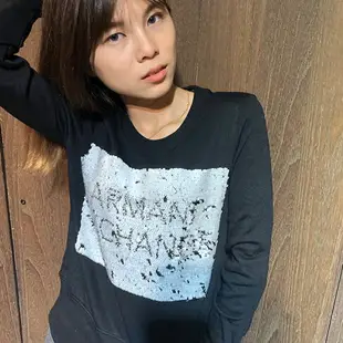 美國百分百【全新真品】Armani Exchange 大學T 長袖T恤 女 T-shirt AX 亮片 黑色 J980