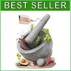 Extra Large 8-Inch Mortar & Pestle Set - 5 Cup Capacity Heavy Granite