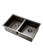 [Cefito] Kitchen Sink Stainless Steel 77X45CM Basin Double Bowl Laundry in Black
