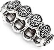[JewelryWeb] Stainless Steel Polished Oval Artisan Oxidized Stretch Bracelet-Stretch-Bracelet for Women