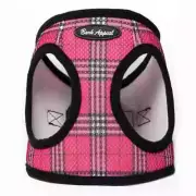Bark Appeal Non-Choking Step In Plaid Mesh EZ Wrap Raspberry Dog Harness - XXL