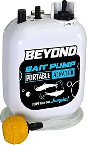 Beyond Bait Pump Portable Live Bait Aerator - Long Lasting Battery Powered Bubbler - Water Resistant Design- XL Air Stone Keep Your Bait Alive Longer