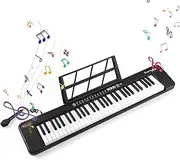 61-Key Electronic Piano Multifunctional 61 Keys Piano Keyboard Portable Musical Instrument Illuminated Keyboard Digital Piano with Music Score Stand/Microphone for Beginners