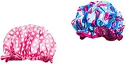 NOLITOY 2pcs Double Layers Caps Bath Caps Thickened Shower Cap Bathing Cap Bathroom Cap Shower Cap Peva Shower Cap Double-layer Shower Cap Printed Shower Cap Waterproof Swim Cap